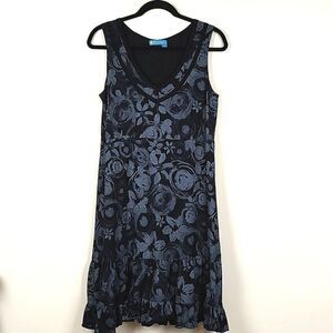 Fresh Produce Melody Cabana Flounce Dress in Black & Gray Floral Size M